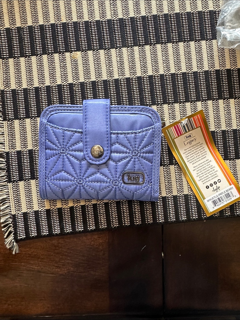 lug Quilted Lavender Card Wallet with Snap Tab